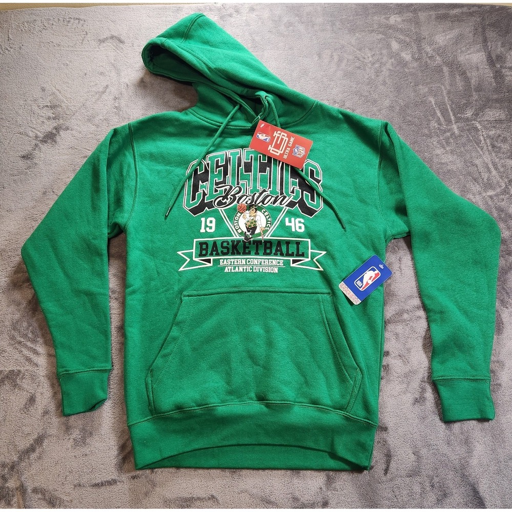 Boston Celtics Hoodie Mens Small Green Pullover Throwback Logo 1946 Ultra Game